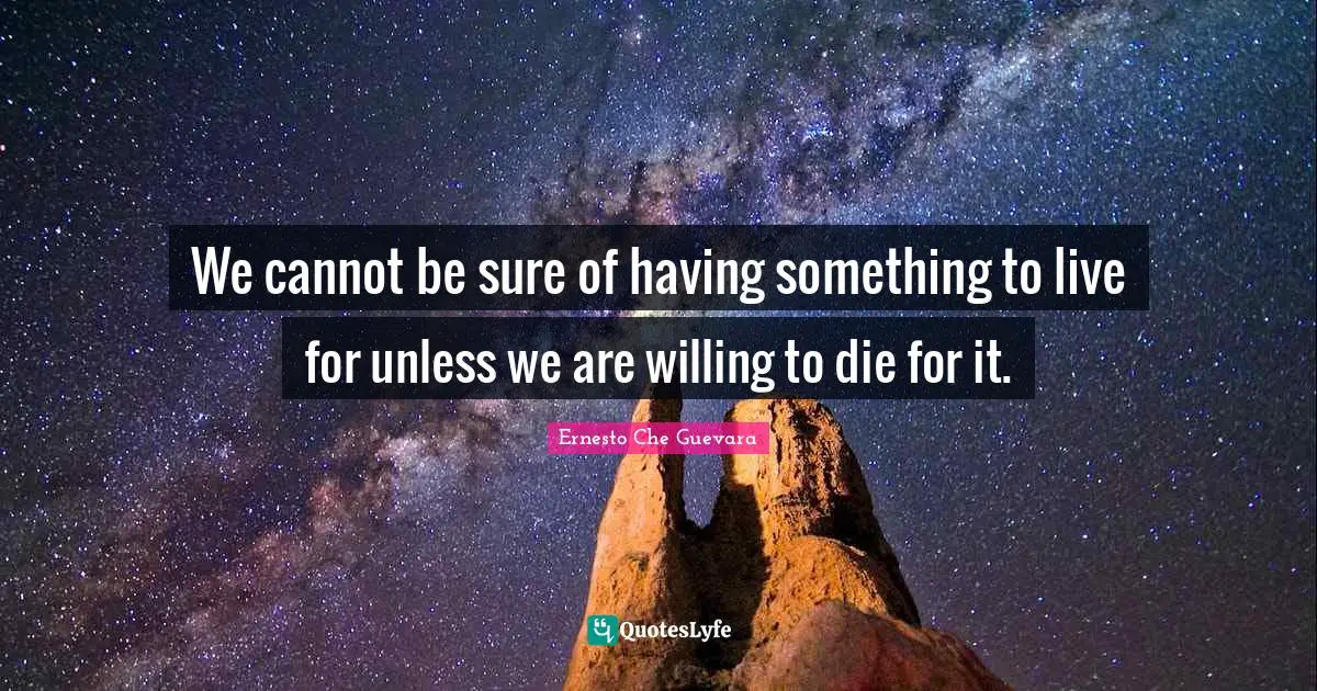 Ernesto Che Guevara Quotes: We cannot be sure of having something to live for unless we are willing to die for it.
