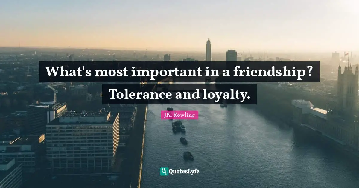 What's most important in a friendship? Tolerance and loyalty.