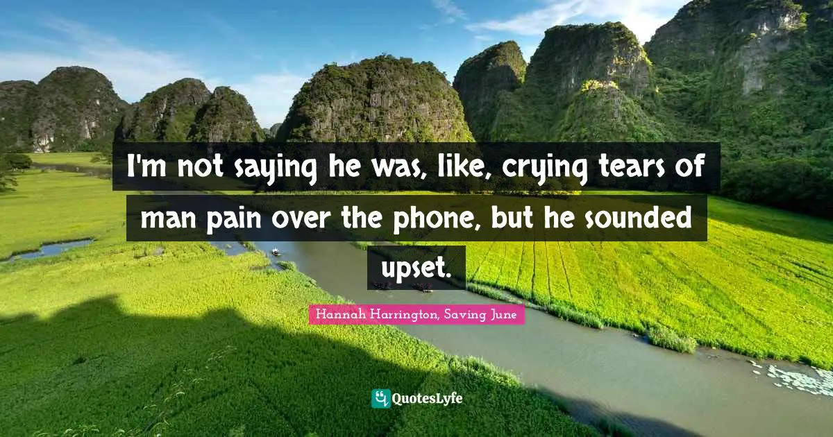I'm not saying he was, like, crying tears of man pain over the phone, but he sounded upset.