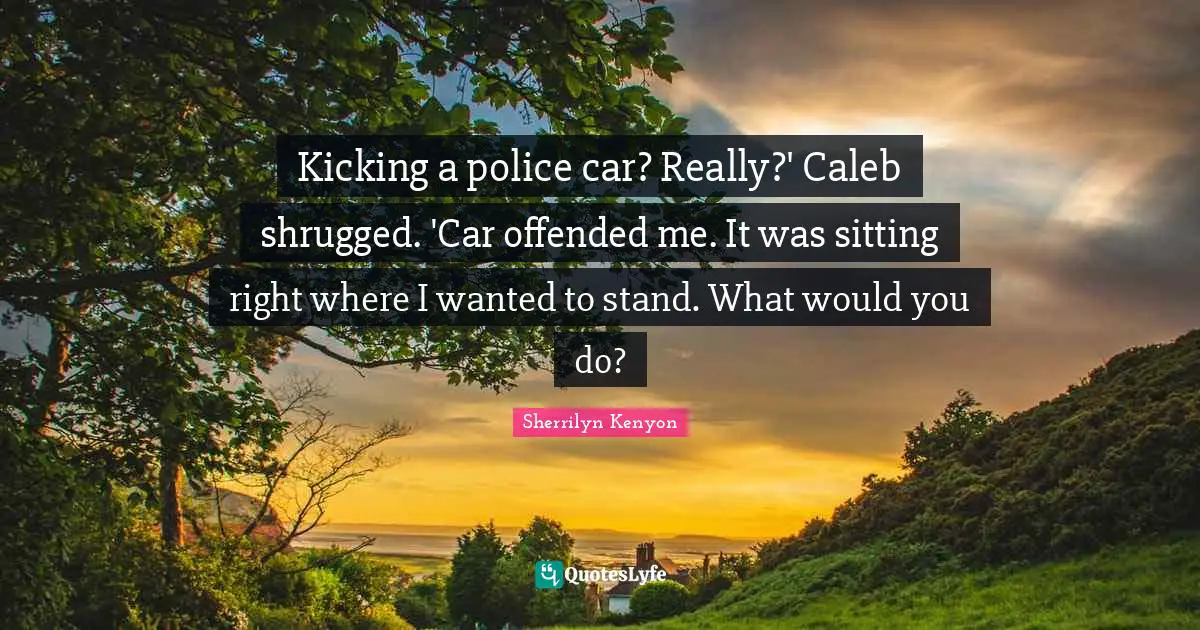 Dark Hunter Quotes: "Kicking a police car? Really?' Caleb shrugged. 'Car offended me. It was sitting right where I wanted to stand. What would you do?"