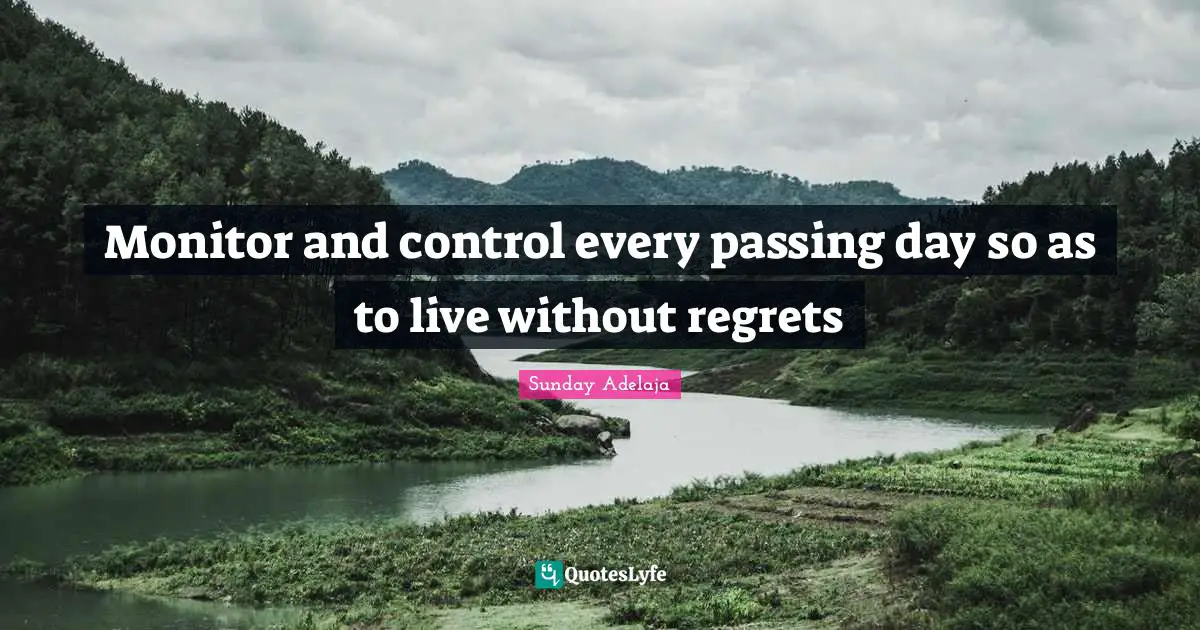 Joblessness Quotes: "Monitor and control every passing day so as to live without regrets"