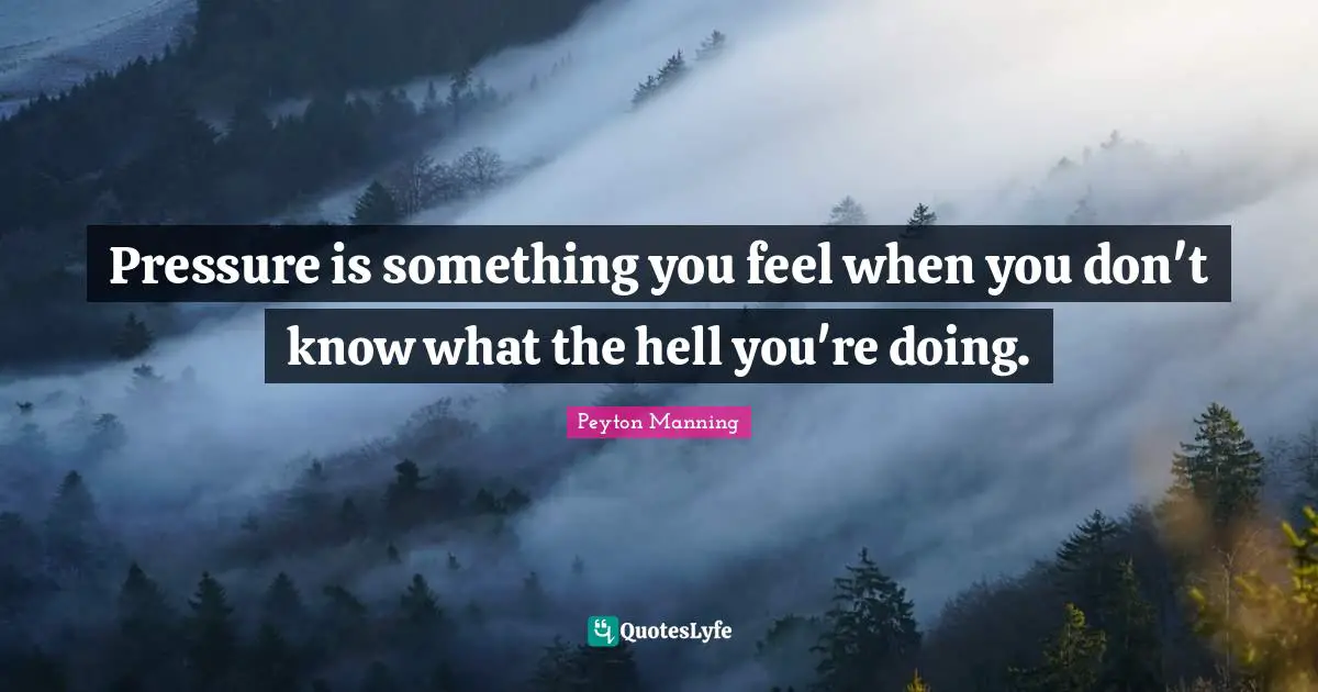 Pressure is something you feel when you don't know what the hell you're doing.