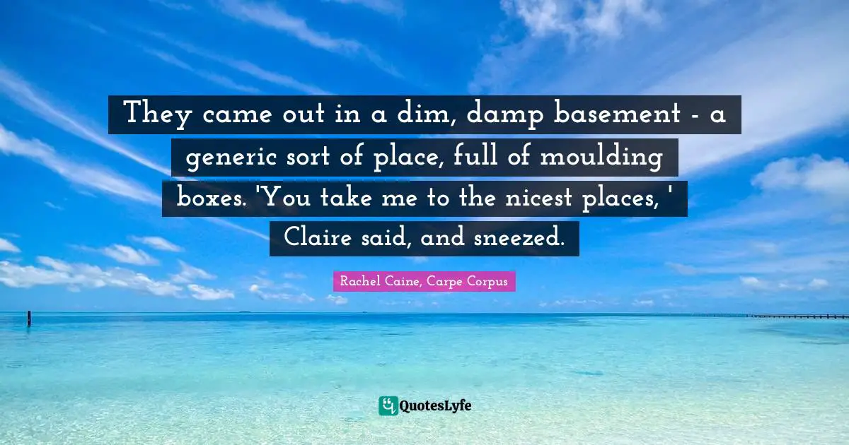 Claire Danvers Quotes: "They came out in a dim, damp basement - a generic sort of place, full of moulding boxes. 'You take me to the nicest places, ' Claire said, and sneezed."