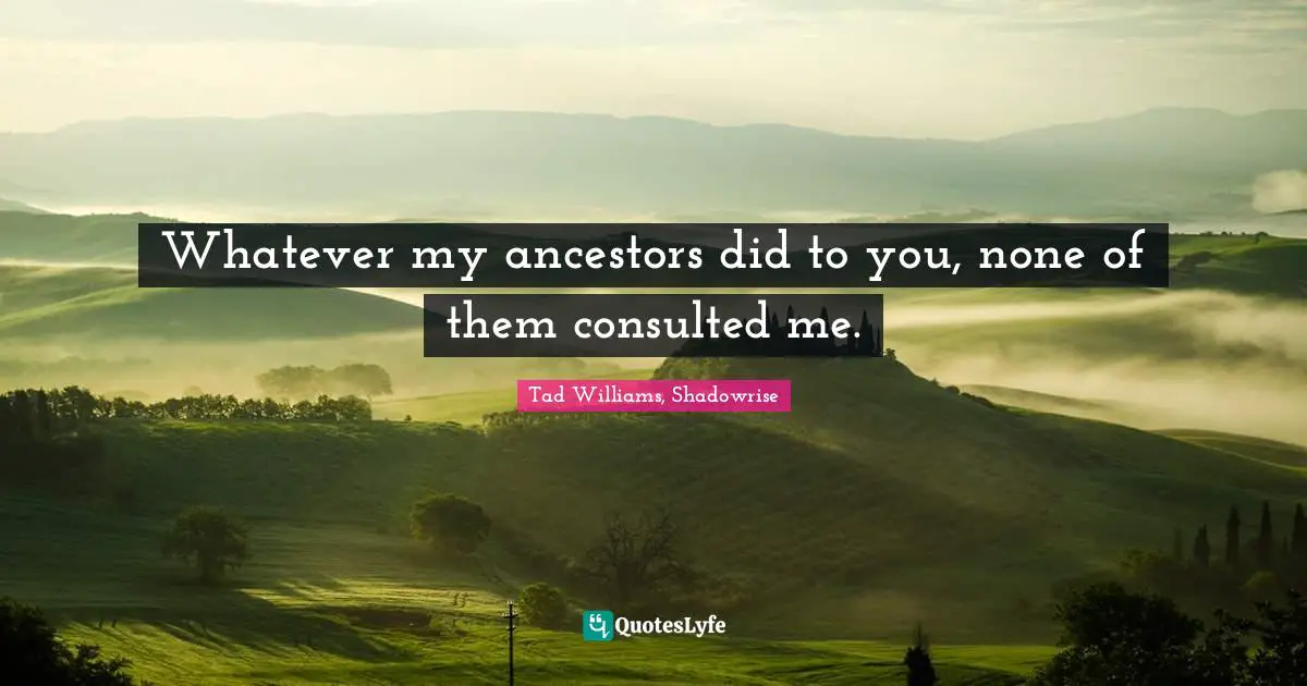 Whatever my ancestors did to you, none of them consulted me.