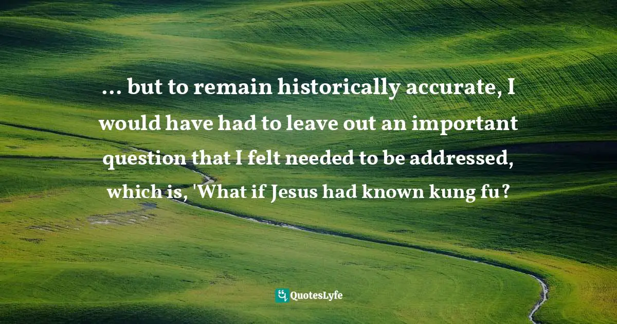 ... but to remain historically accurate, I would have had to leave out an important question that I felt needed to be addressed, which is, 'What if Jesus had known kung fu?