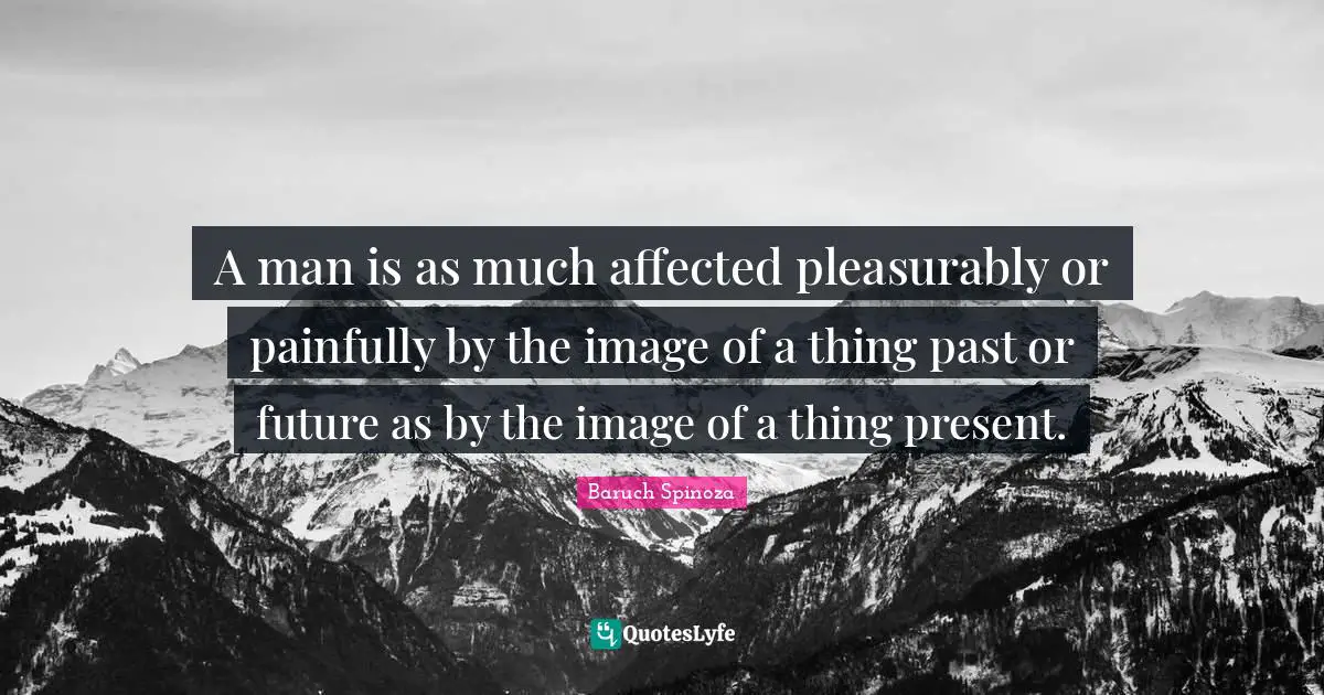 A man is as much affected pleasurably or painfully by the image of a thing past or future as by the image of a thing present.