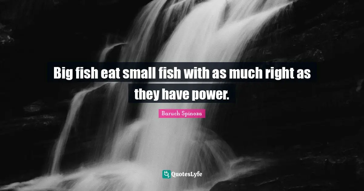Big fish eat small fish with as much right as they have power.