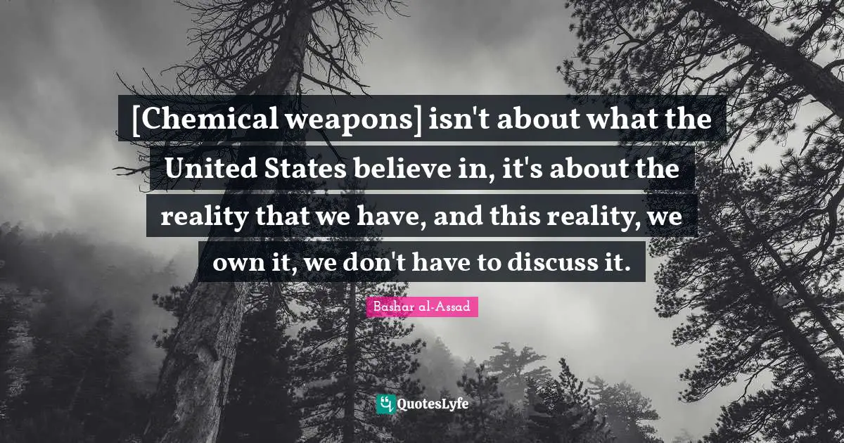 [Chemical weapons] isn't about what the United States believe in, it's about the reality that we have, and this reality, we own it, we don't have to discuss it.