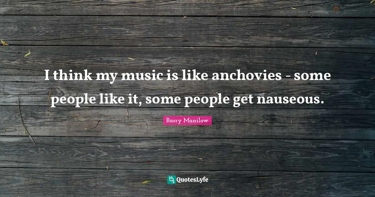 I think my music is like anchovies - some people like it, some people get nauseous.