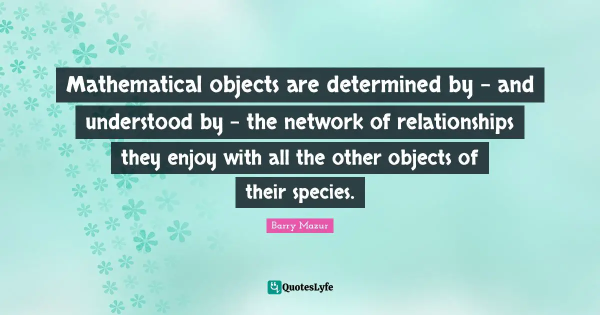 Mathematical objects are determined by - and understood by - the network of relationships they enjoy with all the other objects of their species.