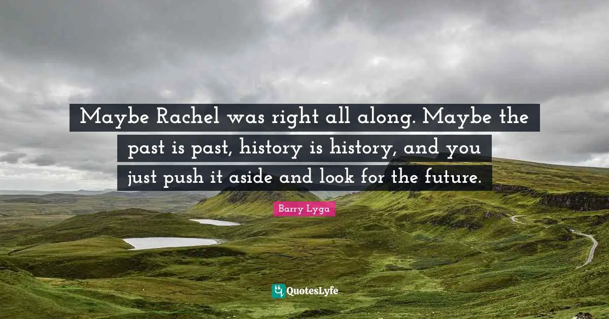 Maybe Rachel was right all along. Maybe the past is past, history is history, and you just push it aside and look for the future.