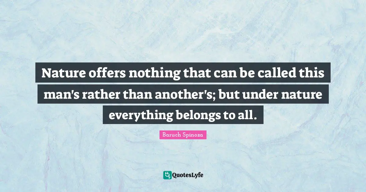 Nature offers nothing that can be called this man's rather than another's; but under nature everything belongs to all.