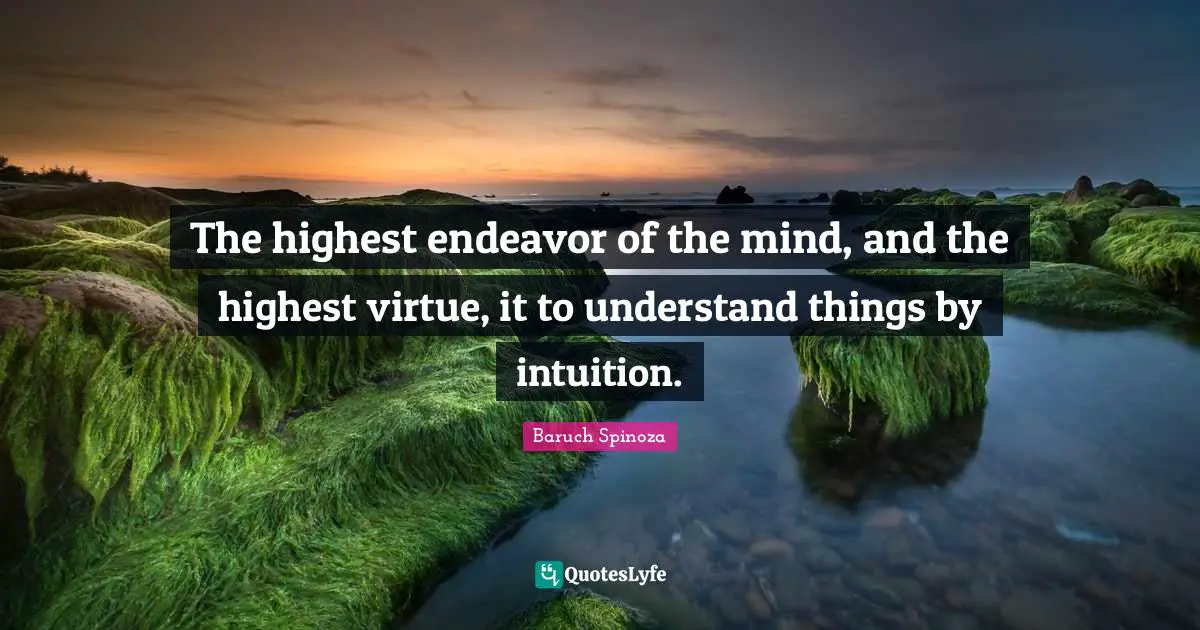 Baruch Spinoza Quotes: "The highest endeavor of the mind, and the highest virtue, it to understand things by intuition."