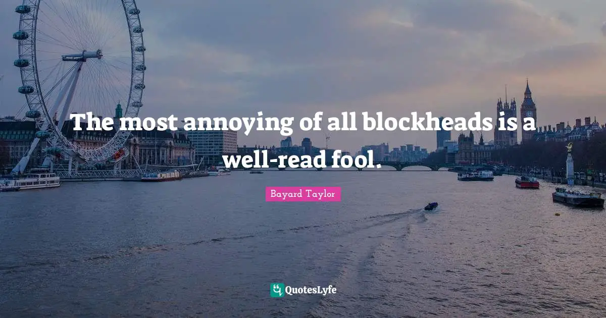 The most annoying of all blockheads is a well-read fool.
