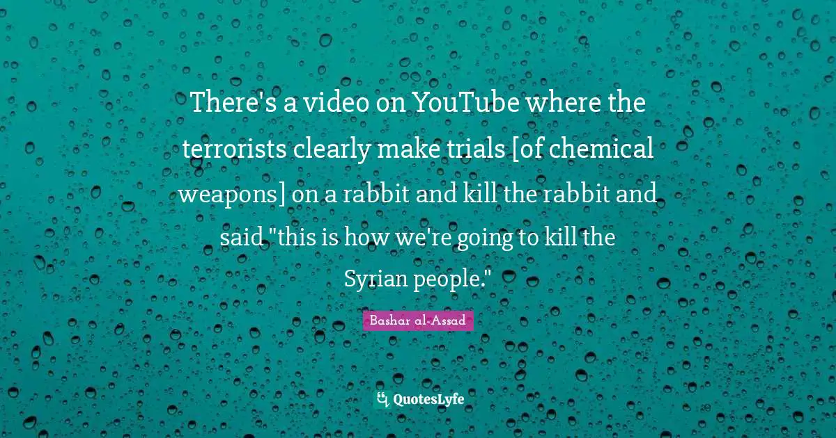 There's a video on YouTube where the terrorists clearly make trials [of chemical weapons] on a rabbit and kill the rabbit and said "this is how we're going to kill the Syrian people."