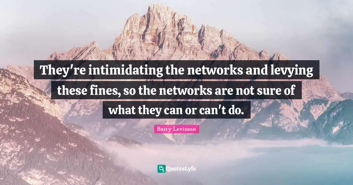 They're intimidating the networks and levying these fines, so the networks are not sure of what they can or can't do.