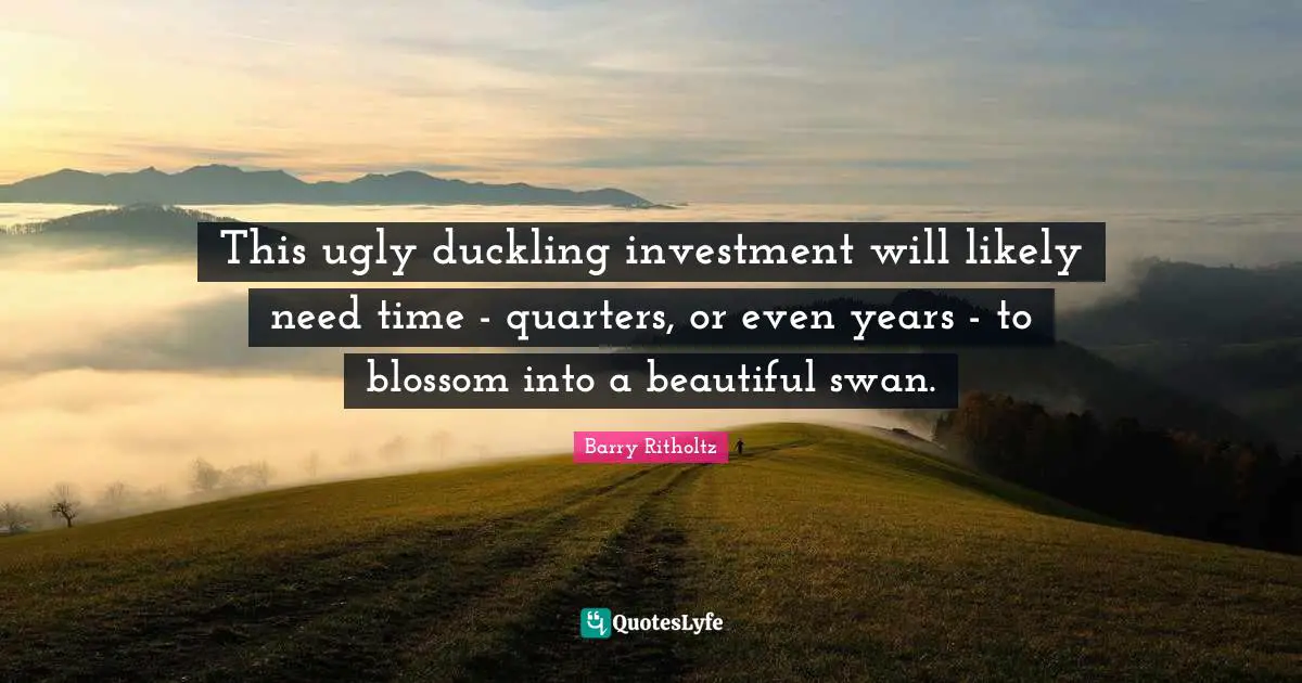 Duckling Quotes: "This ugly duckling investment will likely need time - quarters, or even years - to blossom into a beautiful swan."