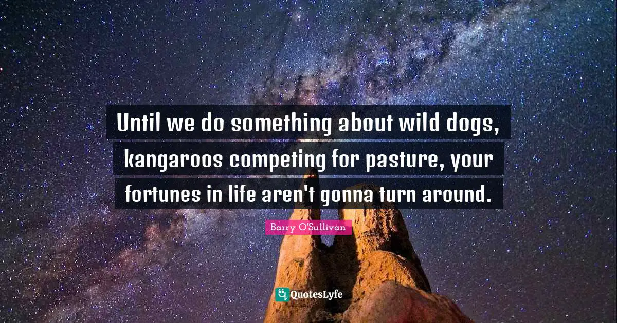 Until we do something about wild dogs, kangaroos competing for pasture, your fortunes in life aren't gonna turn around.