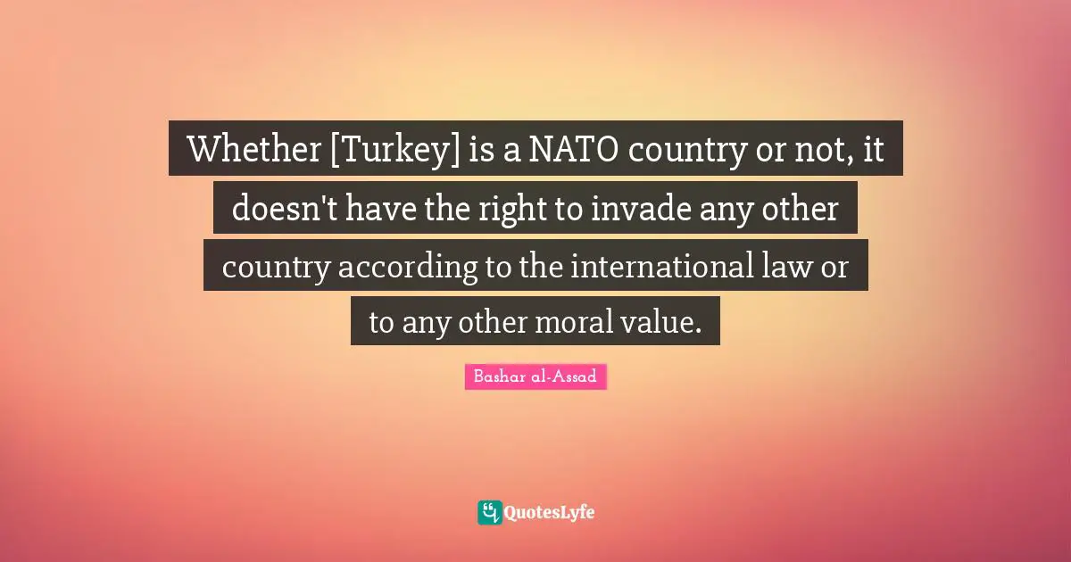 Whether [Turkey] is a NATO country or not, it doesn't have the right to invade any other country according to the international law or to any other moral value.