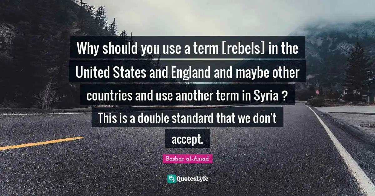 Why should you use a term [rebels] in the United States and England and maybe other countries and use another term in Syria ? This is a double standard that we don't accept.
