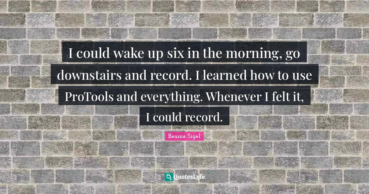 I could wake up six in the morning, go downstairs and record. I learned how to use ProTools and everything. Whenever I felt it, I could record.