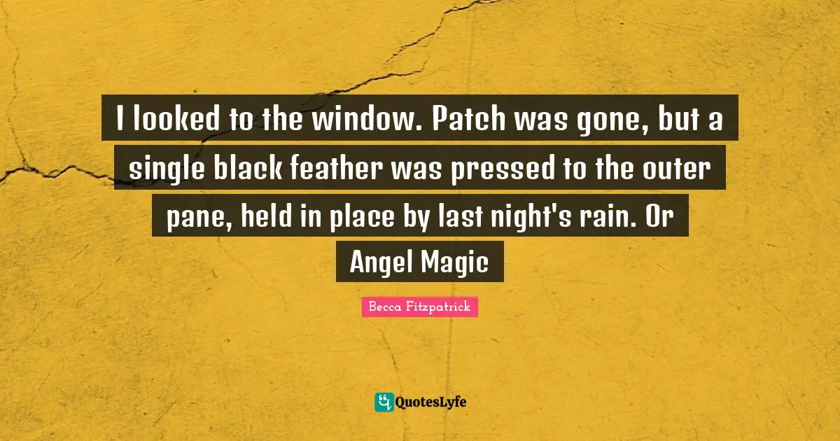 I looked to the window. Patch was gone, but a single black feather was pressed to the outer pane, held in place by last night's rain. Or Angel Magic