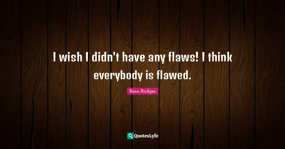 I wish I didn't have any flaws! I think everybody is flawed.