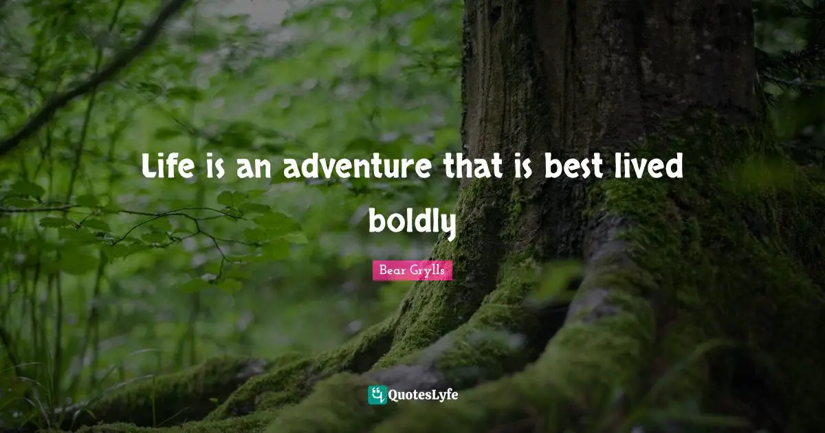 Life is an adventure that is best lived boldly