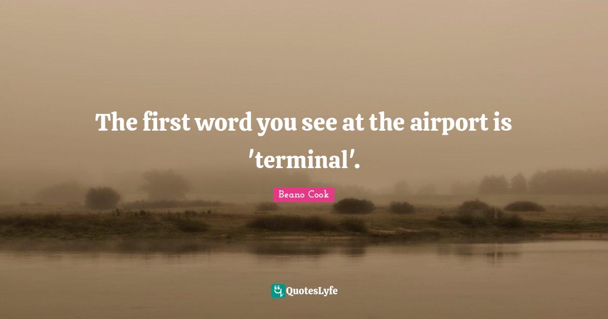 The first word you see at the airport is 'terminal'.