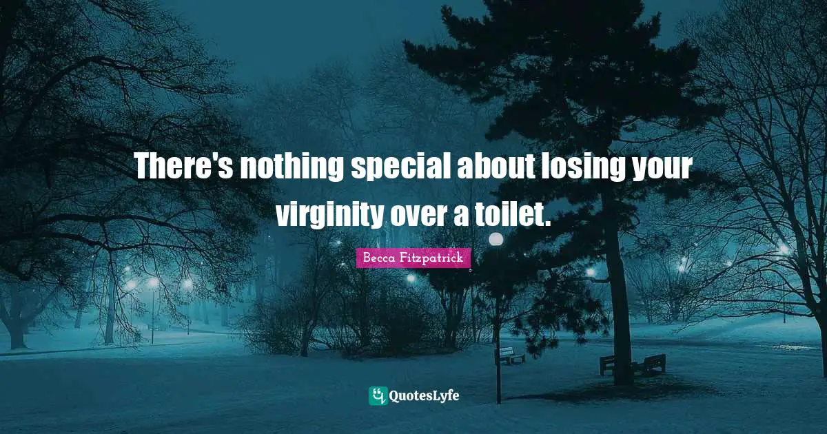 There's nothing special about losing your virginity over a toilet.