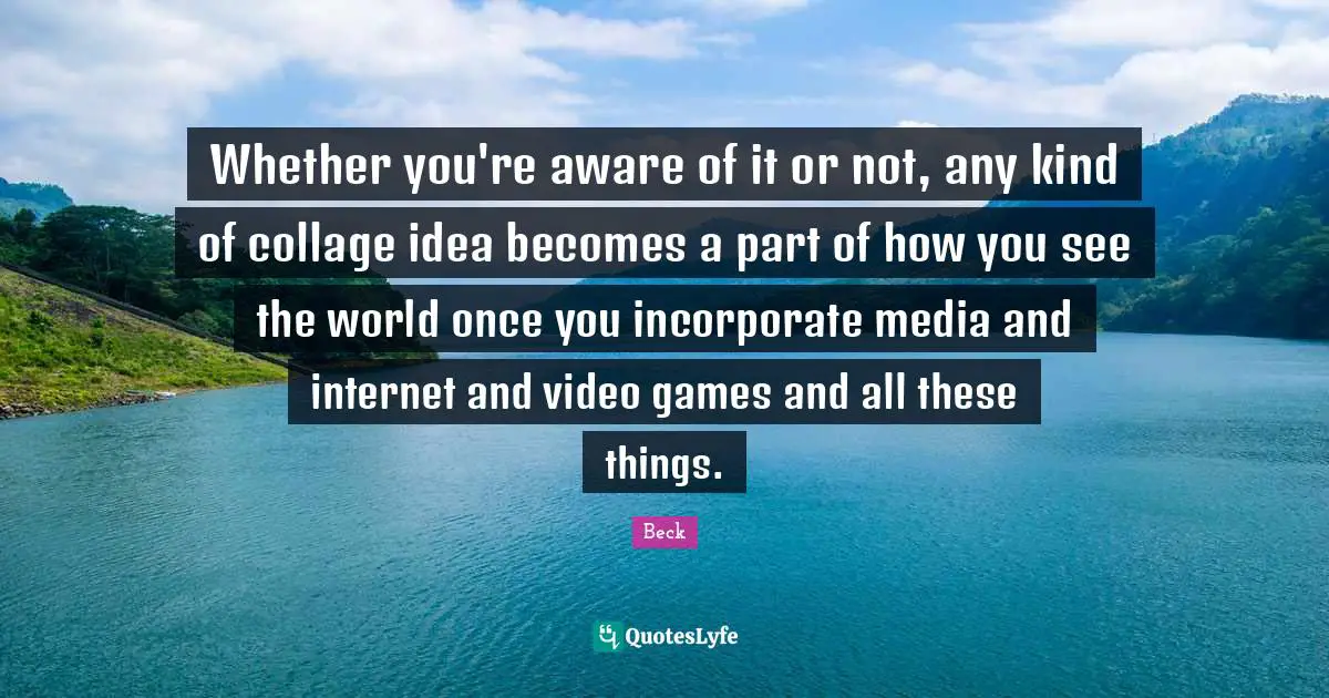 Whether you're aware of it or not, any kind of collage idea becomes a part of how you see the world once you incorporate media and internet and video games and all these things.