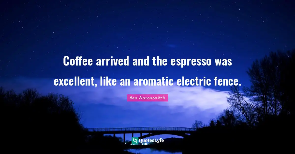 Electric Quotes: "Coffee arrived and the espresso was excellent, like an aromatic electric fence."