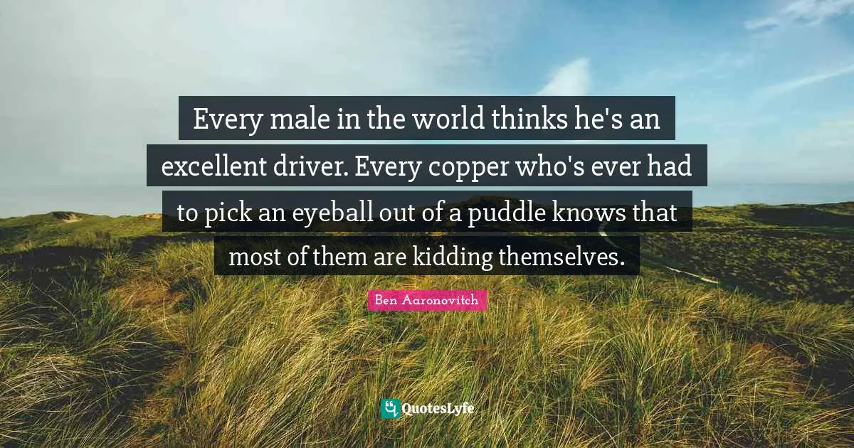 Every male in the world thinks he's an excellent driver. Every copper who's ever had to pick an eyeball out of a puddle knows that most of them are kidding themselves.