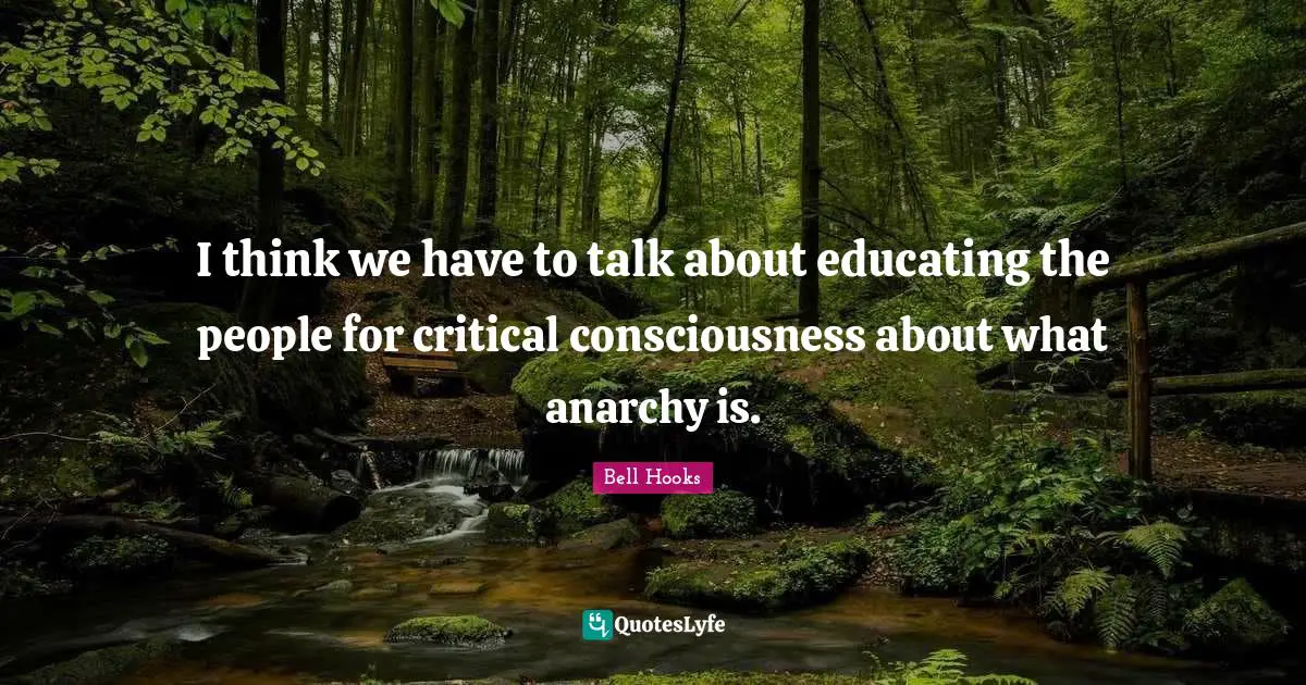 I think we have to talk about educating the people for critical consciousness about what anarchy is.