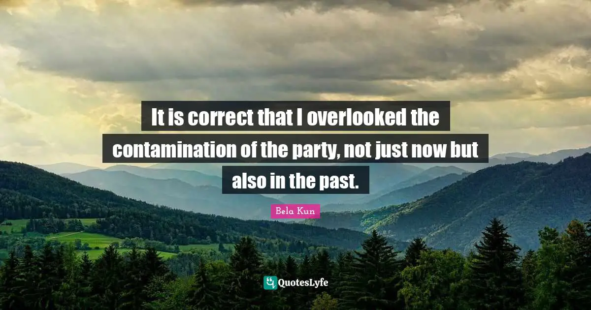 Overlooked Quotes: "It is correct that I overlooked the contamination of the party, not just now but also in the past."