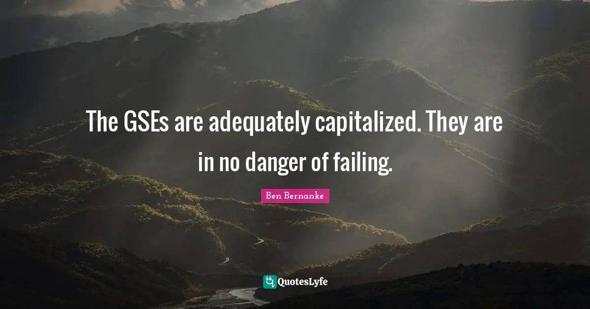 The GSEs are adequately capitalized. They are in no danger of failing.