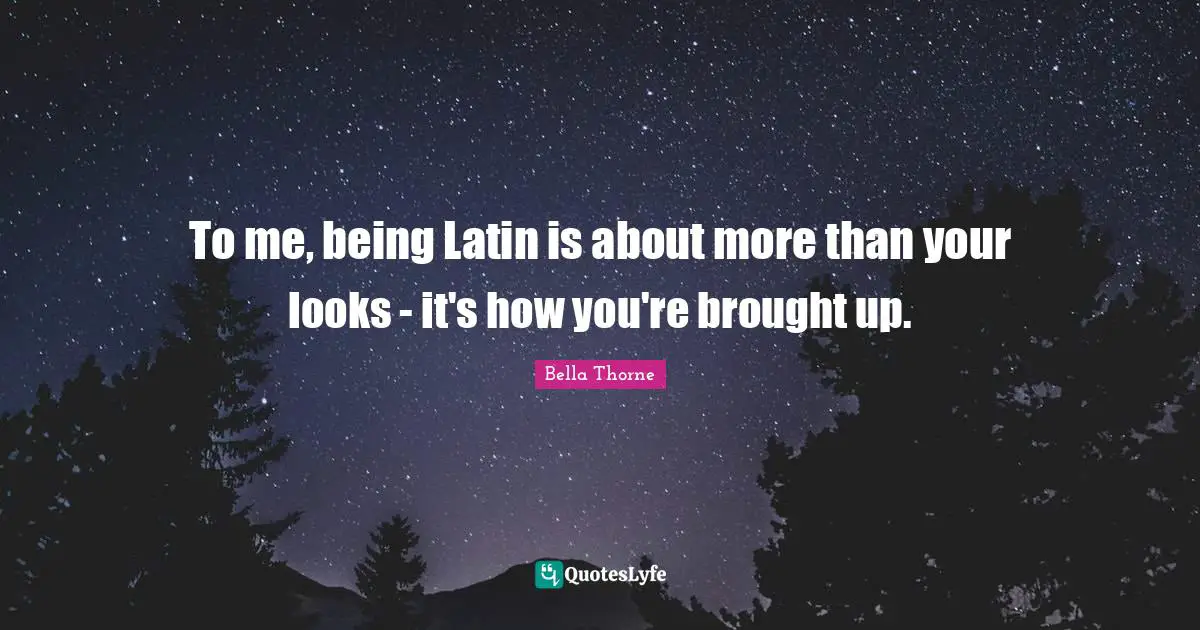 To me, being Latin is about more than your looks - it's how you're brought up.