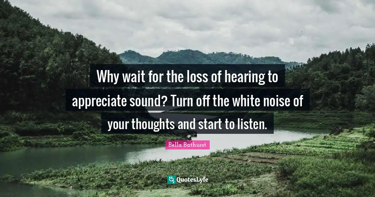 Why wait for the loss of hearing to appreciate sound? Turn off the white noise of your thoughts and start to listen.