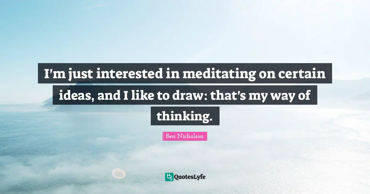 I'm just interested in meditating on certain ideas, and I like to draw: that's my way of thinking.