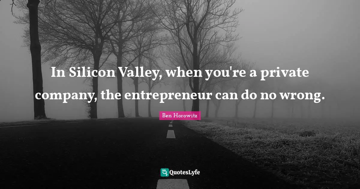 In Silicon Valley, when you're a private company, the entrepreneur can do no wrong.