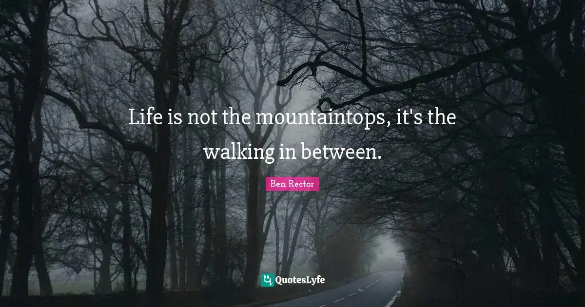 Life is not the mountaintops, it's the walking in between.