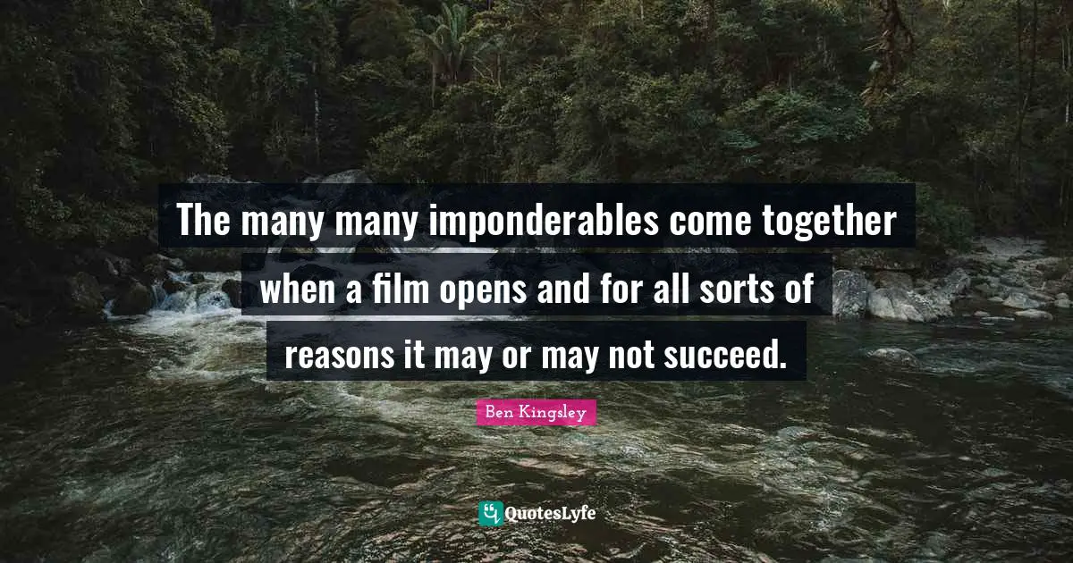 The many many imponderables come together when a film opens and for all sorts of reasons it may or may not succeed.