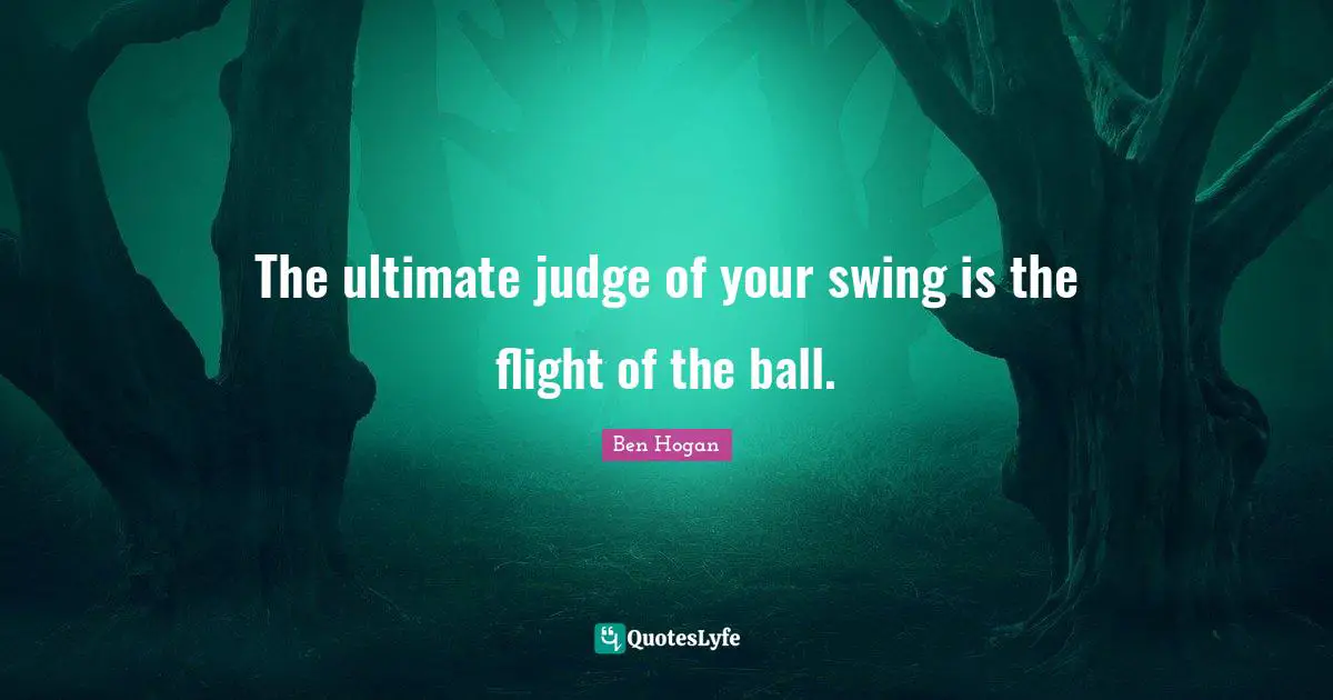 The ultimate judge of your swing is the flight of the ball.