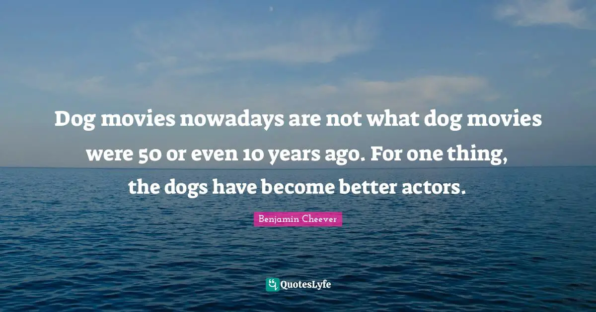 Dog movies nowadays are not what dog movies were 50 or even 10 years ago. For one thing, the dogs have become better actors.
