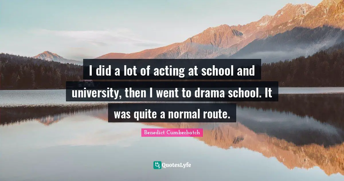 I did a lot of acting at school and university, then I went to drama school. It was quite a normal route.