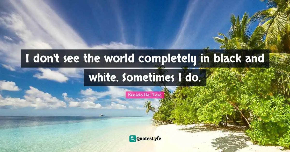 I don't see the world completely in black and white. Sometimes I do.