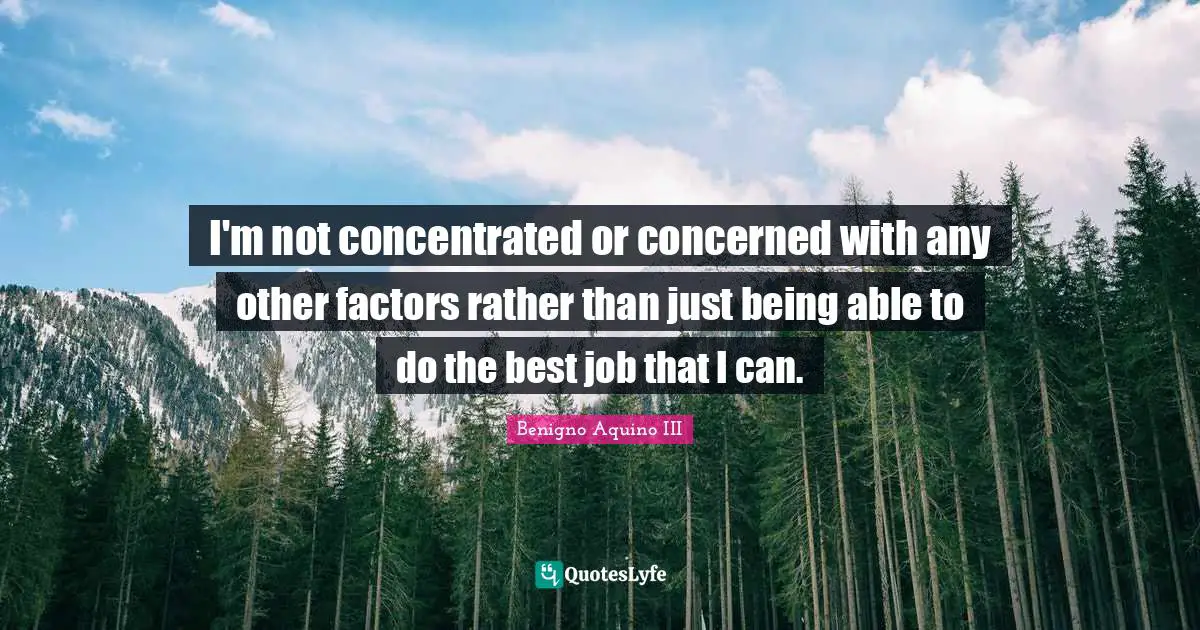 Best Job Quotes: "I'm not concentrated or concerned with any other factors rather than just being able to do the best job that I can."