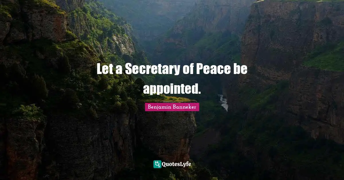 Let a Secretary of Peace be appointed.