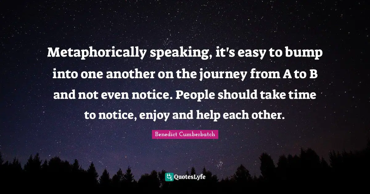 Bumps Quotes: "Metaphorically speaking, it's easy to bump into one another on the journey from A to B and not even notice. People should take time to notice, enjoy and help each other."