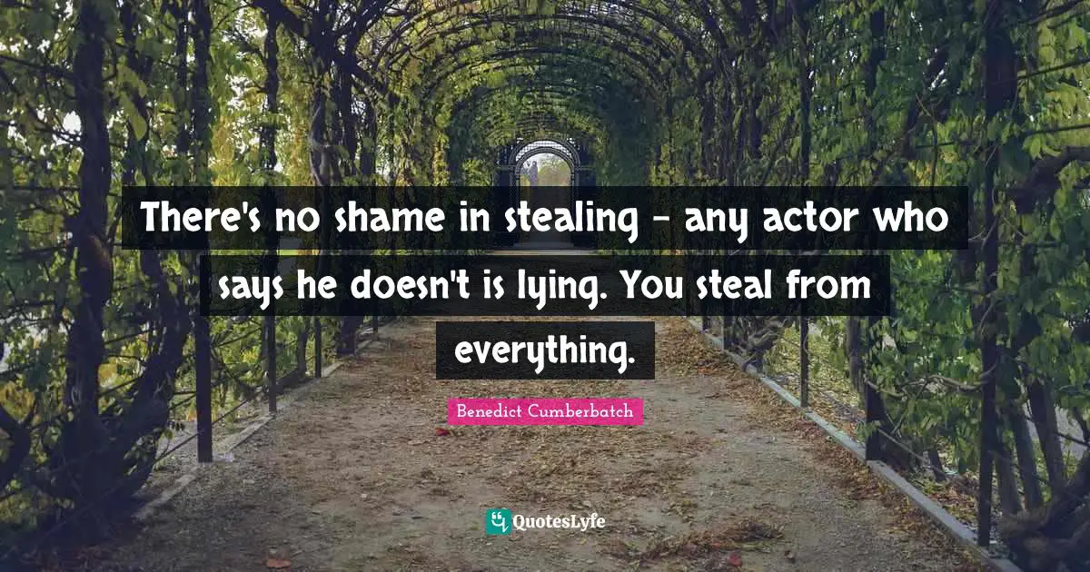 There's no shame in stealing - any actor who says he doesn't is lying. You steal from everything.